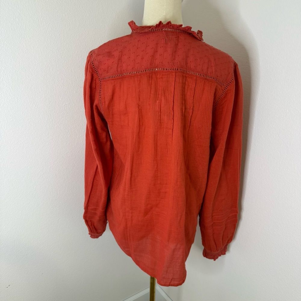 [Faherty] Women's Rust Button Down Blouse - Size M - Picture 5 of 7